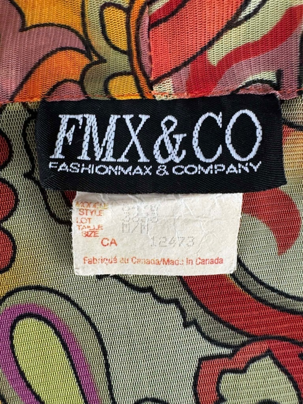 VINTAGE FMX & CO Y2K Psychedelic Paisley Tie-Neck Top Festival 70s Retro Hippie - Picture 4 of 4